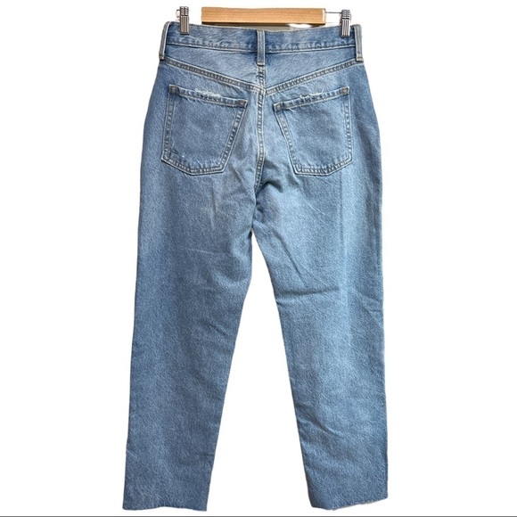 OLD NAVY Extra High Rise  Button-Fly Sky-HiStraight Ripped Raw Hem Jeans Size 2. - Picture 3 of 12